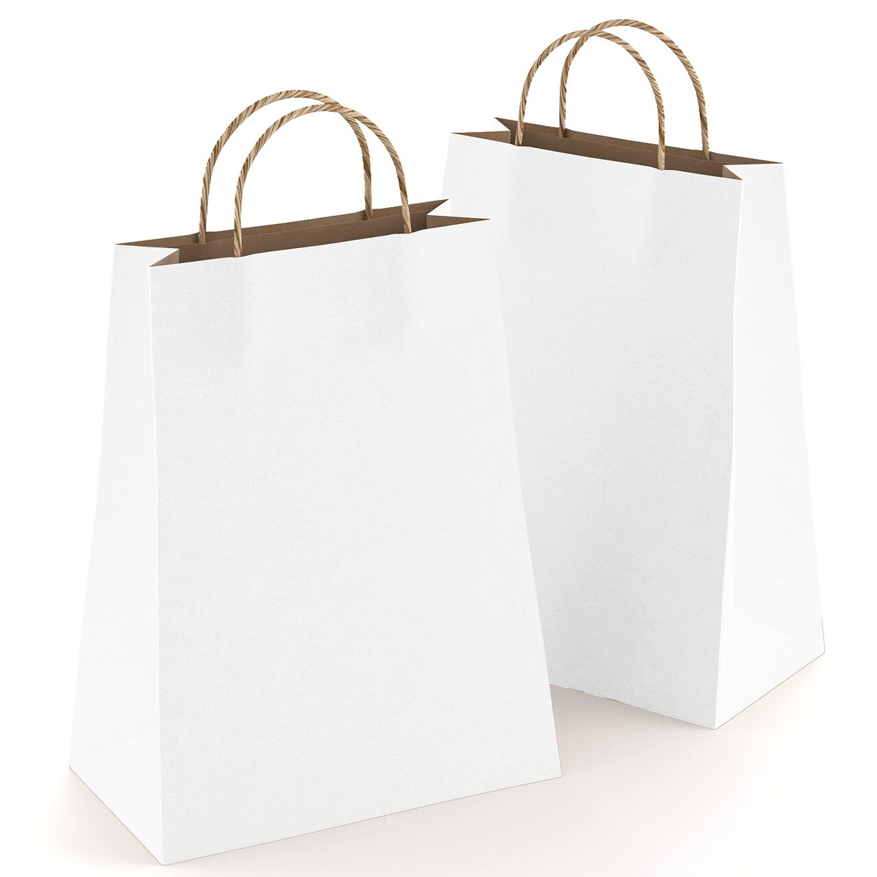 Kraft Paper Bags with Handles 10 x 5 x 13 Inch Pack of 25 White Bags with Handles Recyclable Sturdy 150 GSM Kraft Bags Stylish and Classy White Paper Bags with Handles Bulk